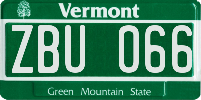 VT license plate ZBU066