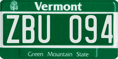 VT license plate ZBU094