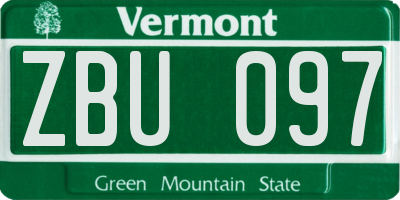 VT license plate ZBU097