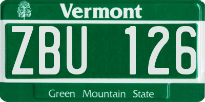VT license plate ZBU126