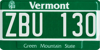 VT license plate ZBU130