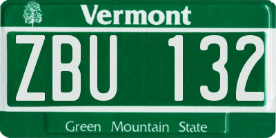 VT license plate ZBU132