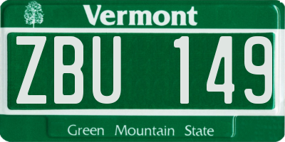 VT license plate ZBU149