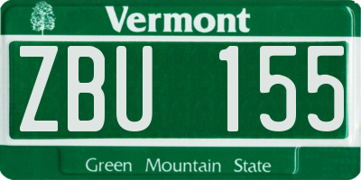 VT license plate ZBU155