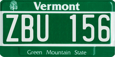 VT license plate ZBU156