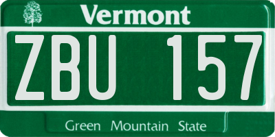VT license plate ZBU157