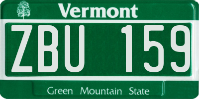 VT license plate ZBU159