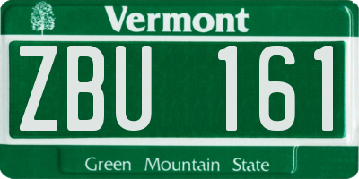 VT license plate ZBU161