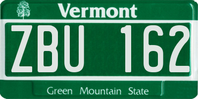 VT license plate ZBU162