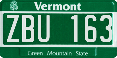 VT license plate ZBU163