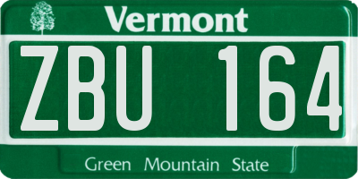 VT license plate ZBU164