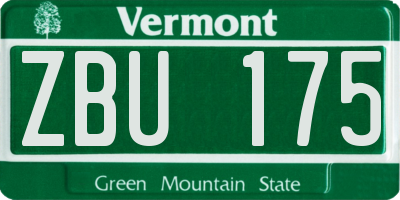 VT license plate ZBU175