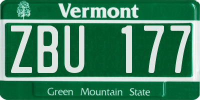 VT license plate ZBU177