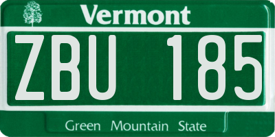 VT license plate ZBU185