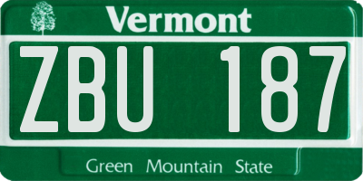 VT license plate ZBU187
