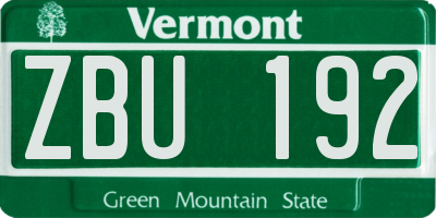 VT license plate ZBU192