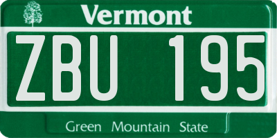 VT license plate ZBU195