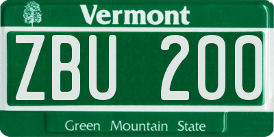 VT license plate ZBU200