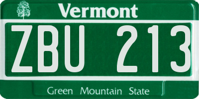 VT license plate ZBU213