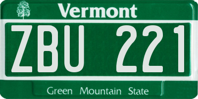 VT license plate ZBU221