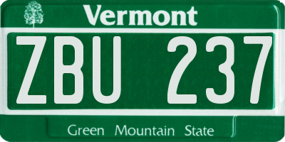VT license plate ZBU237