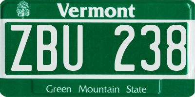 VT license plate ZBU238