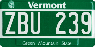 VT license plate ZBU239