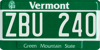 VT license plate ZBU240