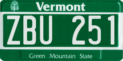 VT license plate ZBU251