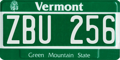 VT license plate ZBU256