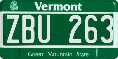 VT license plate ZBU263