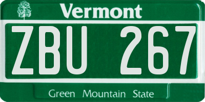 VT license plate ZBU267