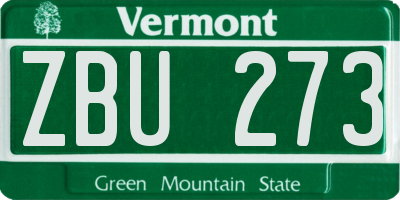 VT license plate ZBU273
