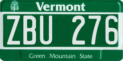 VT license plate ZBU276