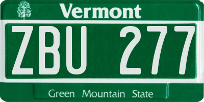 VT license plate ZBU277