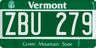 VT license plate ZBU279