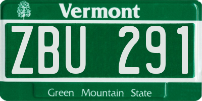 VT license plate ZBU291