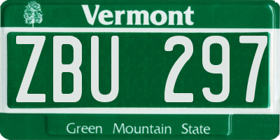 VT license plate ZBU297