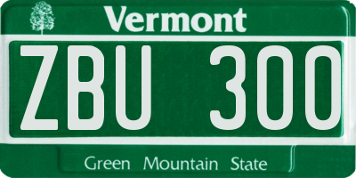 VT license plate ZBU300