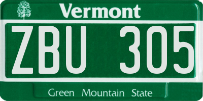 VT license plate ZBU305