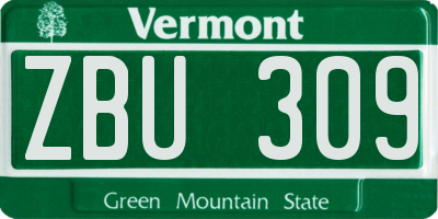 VT license plate ZBU309