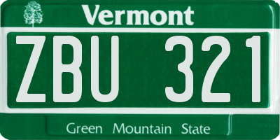 VT license plate ZBU321