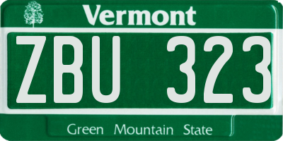 VT license plate ZBU323