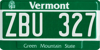VT license plate ZBU327