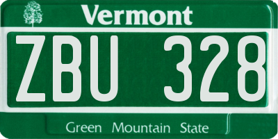 VT license plate ZBU328
