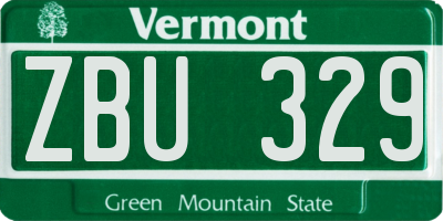VT license plate ZBU329