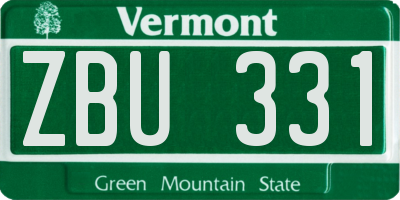 VT license plate ZBU331