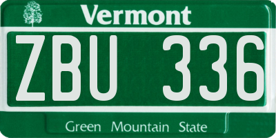 VT license plate ZBU336