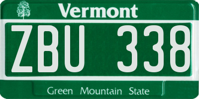 VT license plate ZBU338