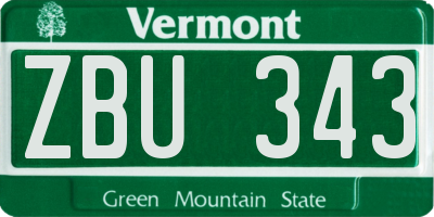 VT license plate ZBU343